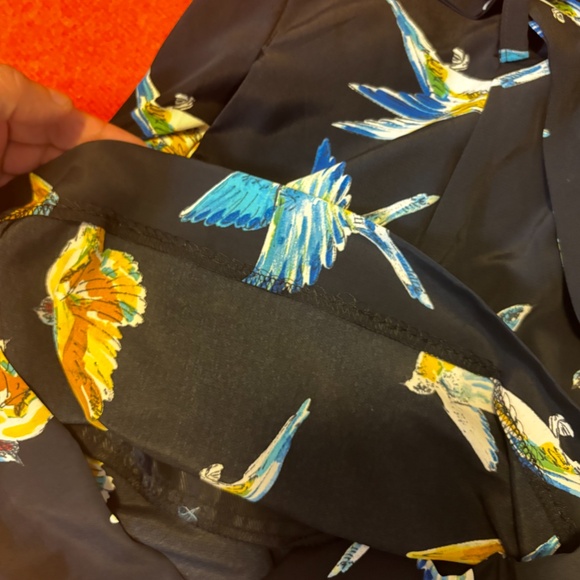 Zara black with blue and yellow birds high rise paperbag shorts NWT - Picture 11 of 14